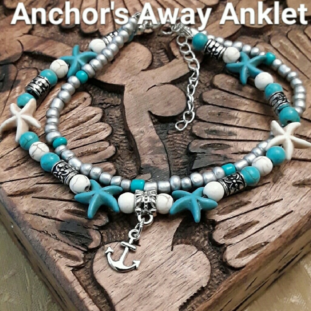 C2 NEW  Anchors Away" Nautical Anklet